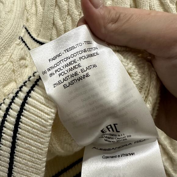 Alessandra Rich Cable Knit Cardigan Sweater Ivory - Picture 4 of 6